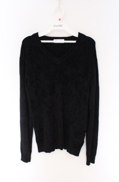 画像1: Zero by TORNADO MART / モールヤーンVネックニットソー M ブラック O-26-04-08-008-Ze-to-YM-OS (1)