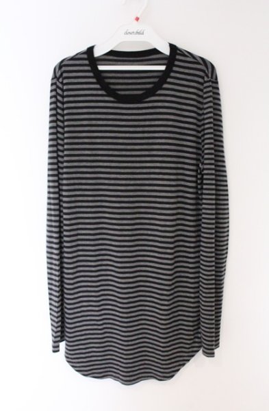 画像1: NO ID. / デュアルウォームボーダーカットソー 1 ブラックｘグレー O-26-04-08-012-NO-to-YM-OS (1)