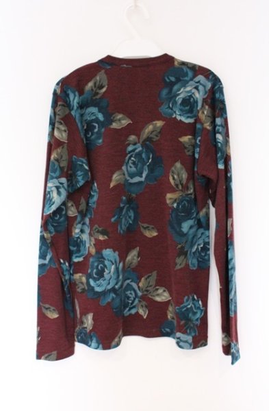 画像2: TORNADO MART / フラワー総柄クルーネックカットソー  ブラウンｘブルー O-26-04-08-015-TO-to-YM-OS (2)