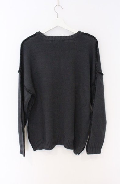 画像2: CavariA / ステッチクルーネックニットソー 44 チャコール O-26-04-08-017-Ca-to-YM-OS (2)