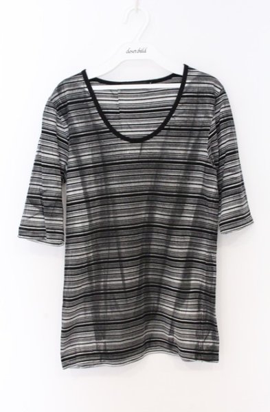 画像1: FUGA / スモークグラデーション五分袖カットソー 44 ブラック O-26-04-08-018-FU-to-YM-OS (1)