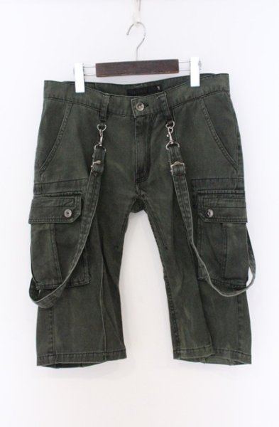 画像1: FUGA / サスペンダー付きショートカーゴパンツ 46 カーキ O-26-04-08-020-FU-pa-YM-OS (1)