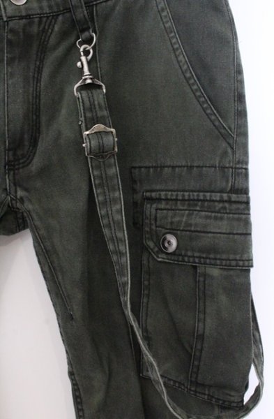 画像2: FUGA / サスペンダー付きショートカーゴパンツ 46 カーキ O-26-04-08-020-FU-pa-YM-OS (2)