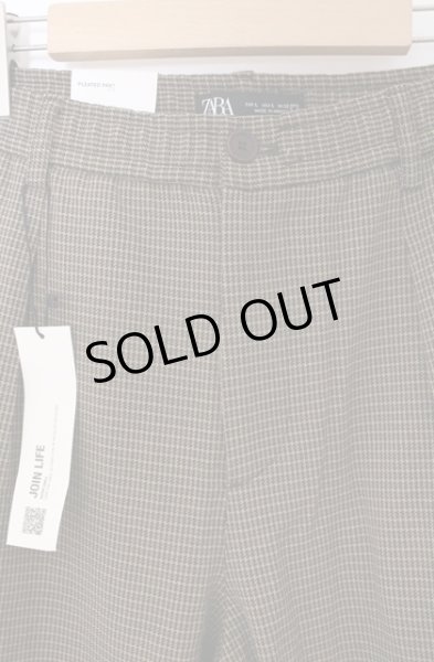 画像2: ZARA / クロップドハウンズトゥースパンツ EU L キャメル O-26-04-08-022-ZA-pa-YM-ZT240 (2)
