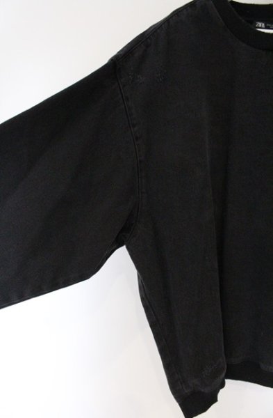 画像3: ZARA / 裾ZIPユーズドダメージプルオーバー EU XL ブラック O-26-04-11-006-ZA-to-YM-OS (3)