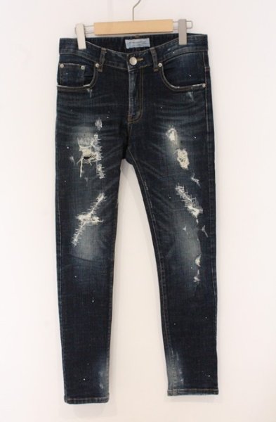 画像1: Moonage Devilment / ダメージリペアストレッチスキニーデニムパンツ S インディゴ O-26-04-20-034-Mo-pa-YM-OS (1)