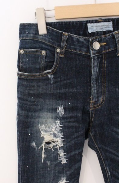 画像2: Moonage Devilment / ダメージリペアストレッチスキニーデニムパンツ S インディゴ O-26-04-20-034-Mo-pa-YM-OS (2)