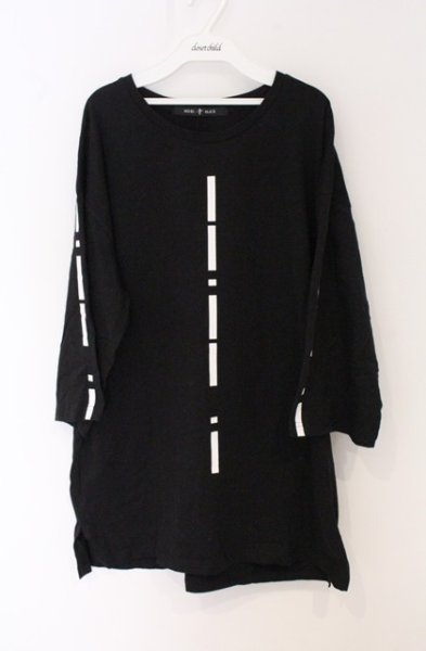 画像1: NO ID. BLACK / モールスプリント七分袖BIGプルオーバー ONE ブラック O-26-04-20-008-NO-to-YM-OS (1)