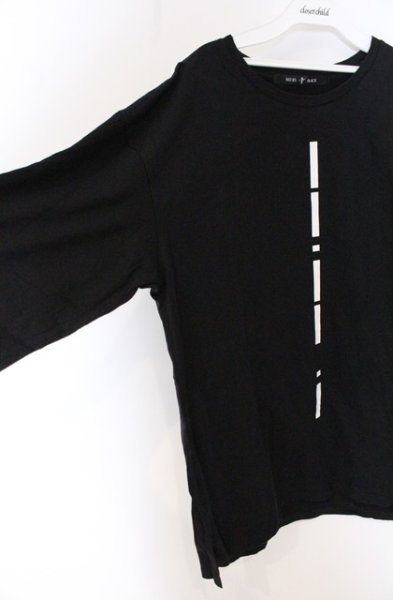 画像2: NO ID. BLACK / モールスプリント七分袖BIGプルオーバー ONE ブラック O-26-04-20-008-NO-to-YM-OS (2)