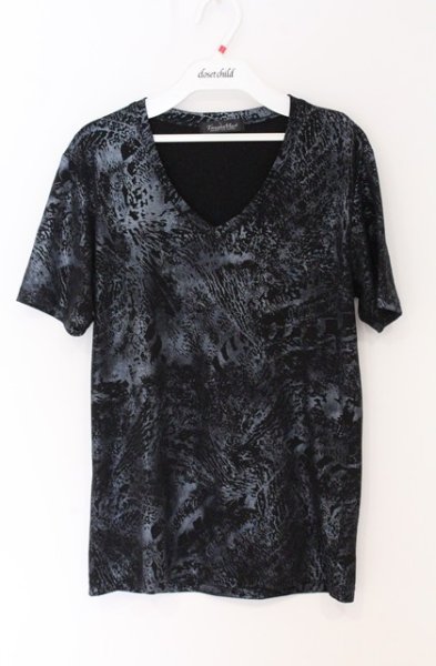画像1: TORNADO MART / ダークアニマルプリントTシャツ M ブラックｘブルー O-26-04-20-010-TO-ts-YM-OS (1)