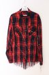 画像1: JURY BLACK / ペインティングチェックカットオフフリンジシャツ S レッド O-26-04-20-014-JU-sh-YM-OS (1)