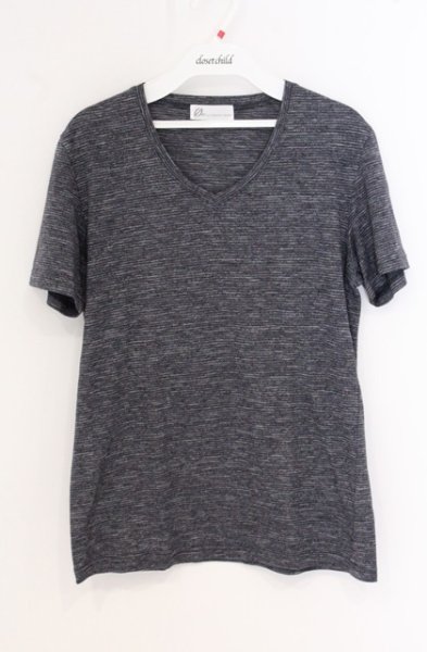 画像1: Zero by TORNADO MART / VネックボーダーTシャツ M ブルーグレー O-26-05-02-008-Ze-ts-YM-OS (1)