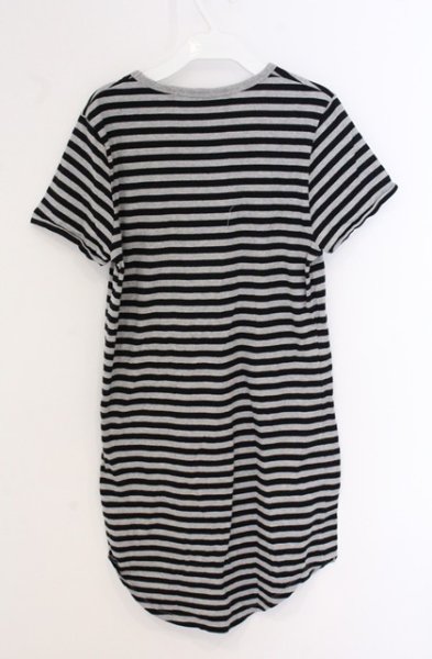 画像2: NO ID. BLACK / C天竺ボーダーラウンドU/N　Tシャツ 1 グレーｘブラック O-26-05-02-010-NO-ts-YM-OS (2)