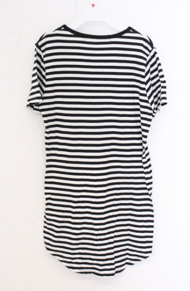 画像2: NO ID. BLACK / コットンボーダーラウンドロングTシャツ 1 ブラックｘホワイト O-26-05-02-011-NO-ts-YM-OS (2)