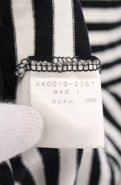 画像3: NO ID. BLACK / コットンボーダーラウンドロングTシャツ 1 ブラックｘホワイト O-26-05-02-011-NO-ts-YM-OS (3)