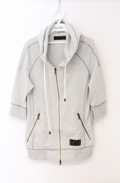 画像1: Luv maison / ロゴパッチ五分袖パーカー 44 グレー O-26-05-17-001-Lu-to-YM-ZT0520B (1)