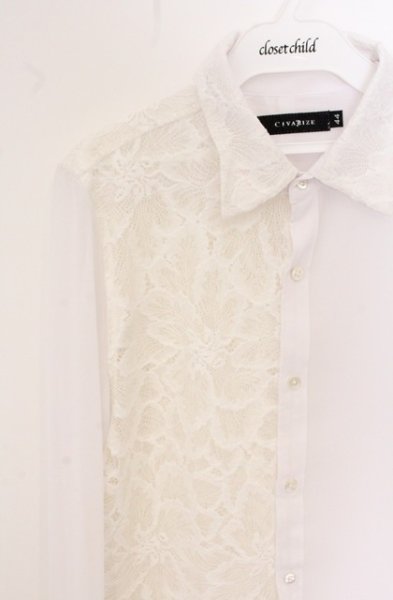画像2: CIVARIZE / シフォンレース切り替えロングシャツ 44 ブラック O-26-05-17-009-CI-sh-YM-OS (2)