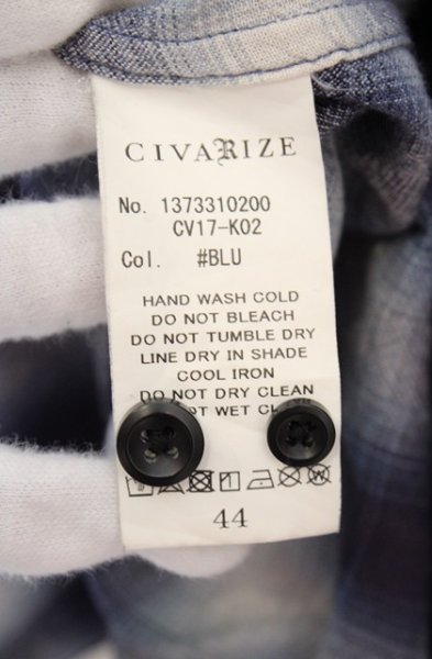 画像4: CIVARIZE / Graffiti加工ロングチェックシャツ 44 ブルー O-26-06-16-030-CI-sh-YM-OS (4)