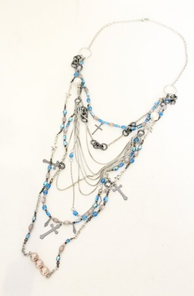 画像1: CIVARIZE / Achieve多重パーツネックレス  ブルーｘシルバー O-26-06-25-040-CI-ac-YM-OS (1)
