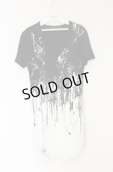 画像1: CIVARIZE / Drunk サイドZIP総柄VネックTシャツ 46 ブラックｘホワイト O-26-06-25-006-CI-ts-YM-OS (1)