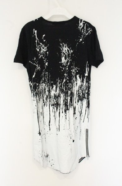 画像3: CIVARIZE / Drunk サイドZIP総柄VネックTシャツ 46 ブラックｘホワイト O-26-06-25-006-CI-ts-YM-OS (3)