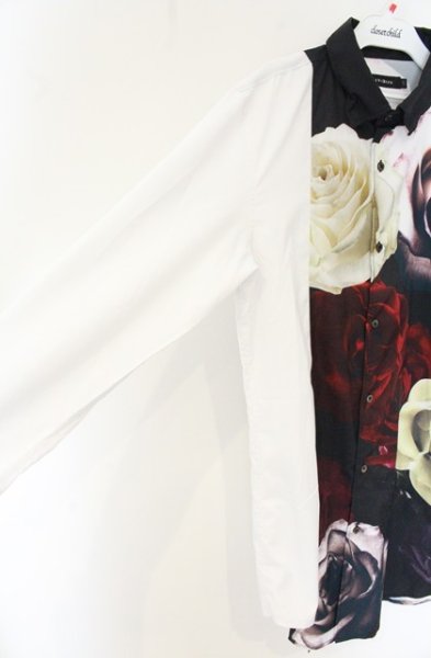 画像3: CIVARIZE / フラワープリント切り替えバイカラーシャツ 46 ブラックｘホワイト O-26-06-25-008-CI-sh-YM-OS (3)