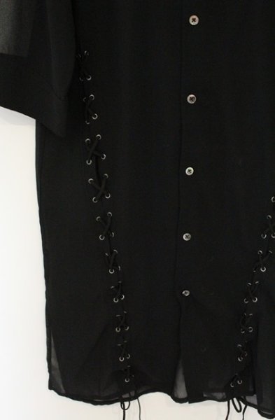 画像2: CIVARIZE / レースアップシフォン五分袖ロングシャツ 44 ブラック O-26-06-25-009-CI-sh-YM-OS (2)