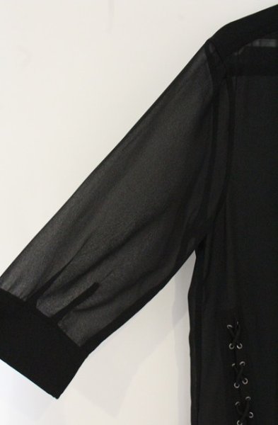 画像3: CIVARIZE / レースアップシフォン五分袖ロングシャツ 44 ブラック O-26-06-25-009-CI-sh-YM-OS (3)
