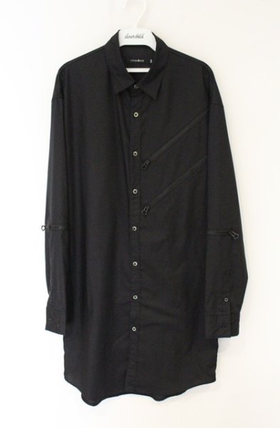 画像1: CIVARIZE / ZIP付きロングシャツ 44 ブラック O-26-06-25-010-CI-sh-YM-OS (1)