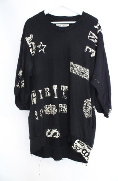 画像1: SHARE SPIRIT / LETTER 変形Tシャツ  ブラック O-26-08-13-004-SH-to-YM-OS (1)
