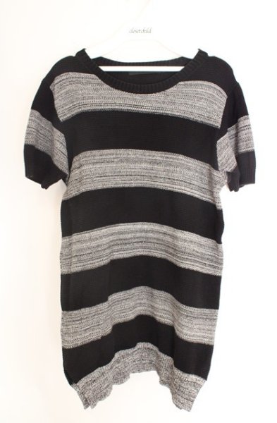 画像1: FUGA / Analysis ボーダー柄サマーニットTシャツ 44 ブラックＸグレー O-26-08-13-005-FU-ts-YM-OS (1)