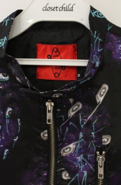 画像2: ALTER VENOMV / 総柄シングルライダースジャケット M ブラックｘパープル O-26-09-02-030-AL-ja-YM-OS (2)