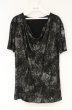画像1: SEANA / グリッター総柄ドレープネックTシャツ L シルバーｘブラック O-26-09-02-018-SE-ts-YM-OS (1)