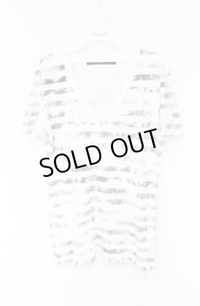 画像1: NO ID. / コットン天竺クラックボーダーTシャツ 1 ホワイト O-26-09-08-025-NO-ts-YM-OS (1)
