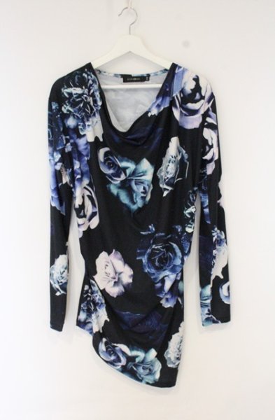 画像1: CIVARIZE / Zest フラワー総柄ドレープカットソー 44 ブラックｘブルー O-26-09-16-011-CI-to-YM-OS (1)