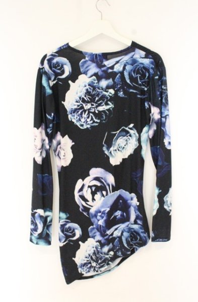 画像4: CIVARIZE / Zest フラワー総柄ドレープカットソー 44 ブラックｘブルー O-26-09-16-011-CI-to-YM-OS (4)