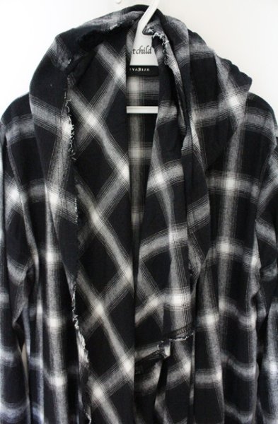 画像2: CIVARIZE / Volcano フード付きロングチェックガウンカーディガン 46 ブラック O-26-10-14-025-CI-to-YM-OS (2)