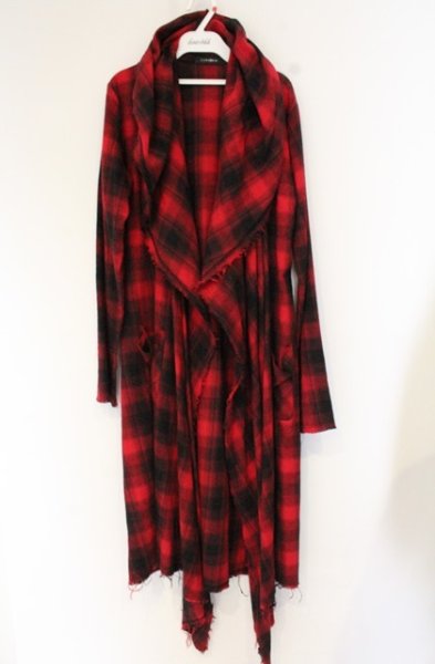 画像1: CIVARIZE / Volcano フード付きロングチェックガウンカーディガン 44 レッド O-26-10-14-028-CI-to-YM-OS (1)