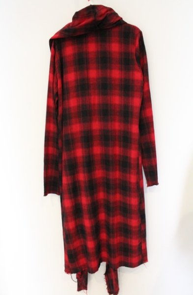 画像3: CIVARIZE / Volcano フード付きロングチェックガウンカーディガン 44 レッド O-26-10-14-028-CI-to-YM-OS (3)