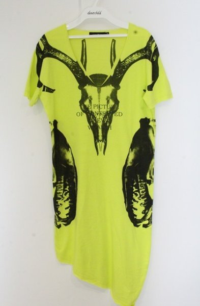 画像1: CIVARIZE / VarietyスカルプリントロングTシャツ 44 ネオンイエロー O-26-10-14-054-CI-ts-YM-OS (1)