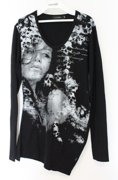 画像1: CIVARIZE / レディスカルプリントカットソー 44 ブラック O-26-10-14-075-CI-to-YM-OS (1)