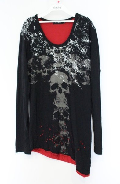 画像1: CIVARIZE / Schemeクラッシュ加工変形カットソー 44 ブラックｘレッド O-26-10-14-077-CI-to-YM-OS (1)