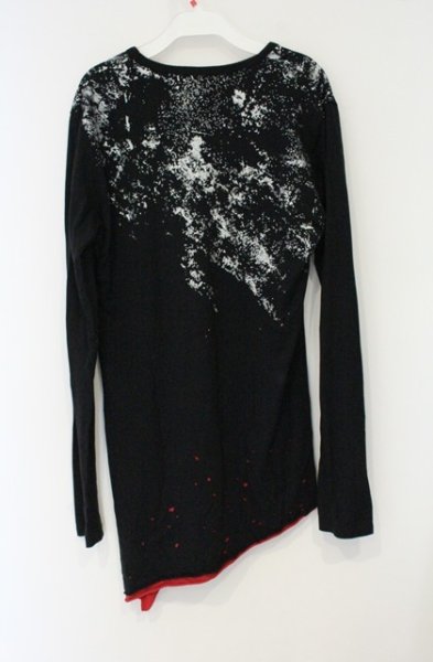 画像2: CIVARIZE / Schemeクラッシュ加工変形カットソー 44 ブラックｘレッド O-26-10-14-077-CI-to-YM-OS (2)