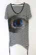 画像1: CIVARIZE / Determine サイドギャザーアイズTシャツ 44 ブラックｘホワイト O-26-10-14-080-CI-ts-YM-OS (1)