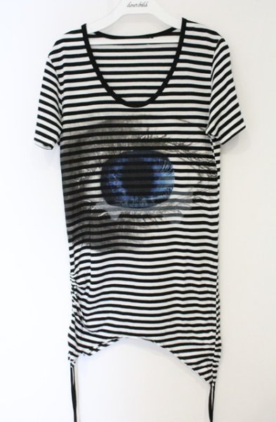 画像1: CIVARIZE / Determine サイドギャザーアイズTシャツ 44 ブラックｘホワイト O-26-10-14-080-CI-ts-YM-OS (1)