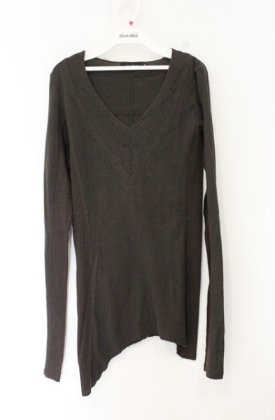 画像1: CIVARIZE / ワイヤークロスプリント変形カットソー 44 ダークブラウン O-26-10-14-084-CI-to-YM-OS (1)