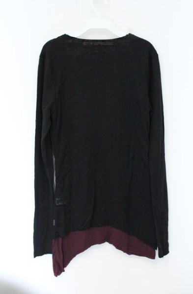 画像2: CIVARIZE / Teaseレイヤードイレヘムカットソー 44 ブラックｘワイン O-26-10-14-086-CI-to-YM-OS (2)
