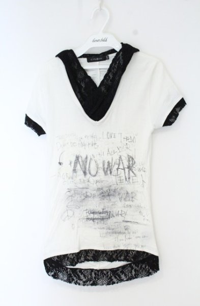 画像1: CIVARIZE / NO WAR レースレイヤードTシャツ 44 ホワイトｘブラック O-26-10-16-037-CI-to-YM-OS (1)