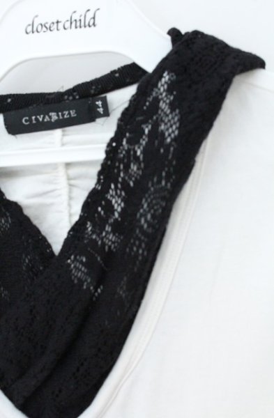 画像2: CIVARIZE / NO WAR レースレイヤードTシャツ 44 ホワイトｘブラック O-26-10-16-037-CI-to-YM-OS (2)