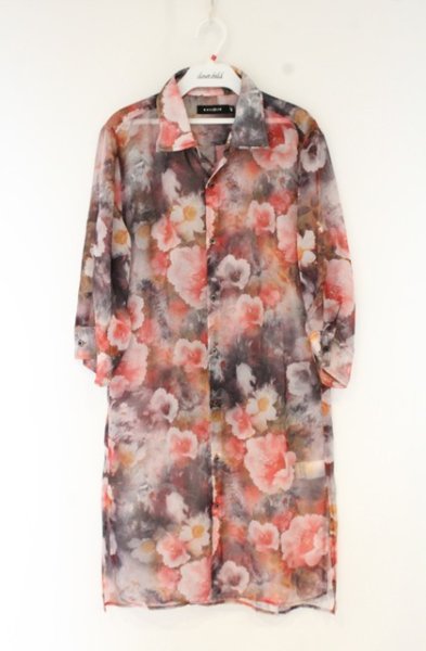 画像1: CIVARIZE / Disaster 6分袖ロングシフォンシャツ 46 レッド系マルチ O-26-10-20-028-CI-sh-YM-OS (1)